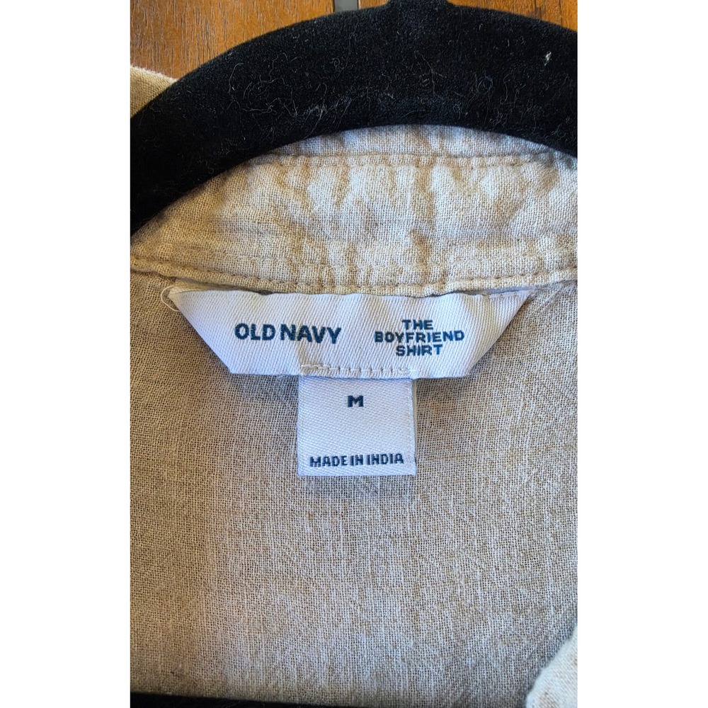 Old Navy The Boyfriend Shirt Linen Blend Sz M Lagenlook Granola Boho Minimalist - Picture 3 of 7